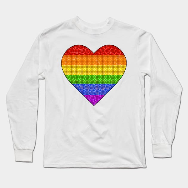 Pride Pixel Heart Long Sleeve T-Shirt by ArtAndBliss